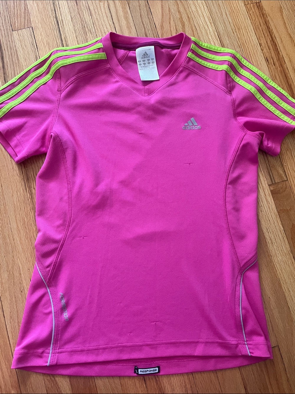 adidas Top with Neon Lime Stripes
